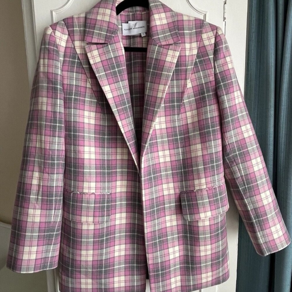New w/o Tags Aleksandre Akhalkatsishvili Small White & Pink Checkered Blazer